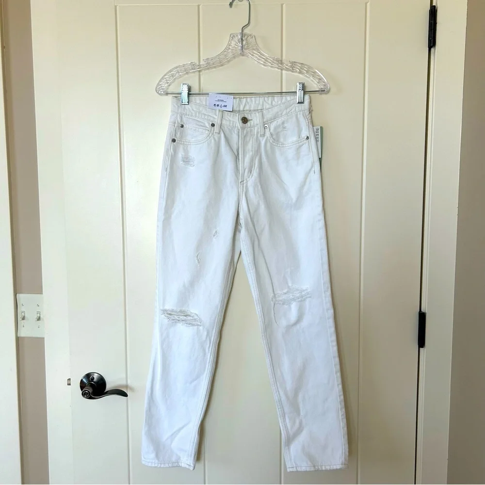 H & M White Boyfriend Low Waist Jeans Size 0 - Picture 2 of 7